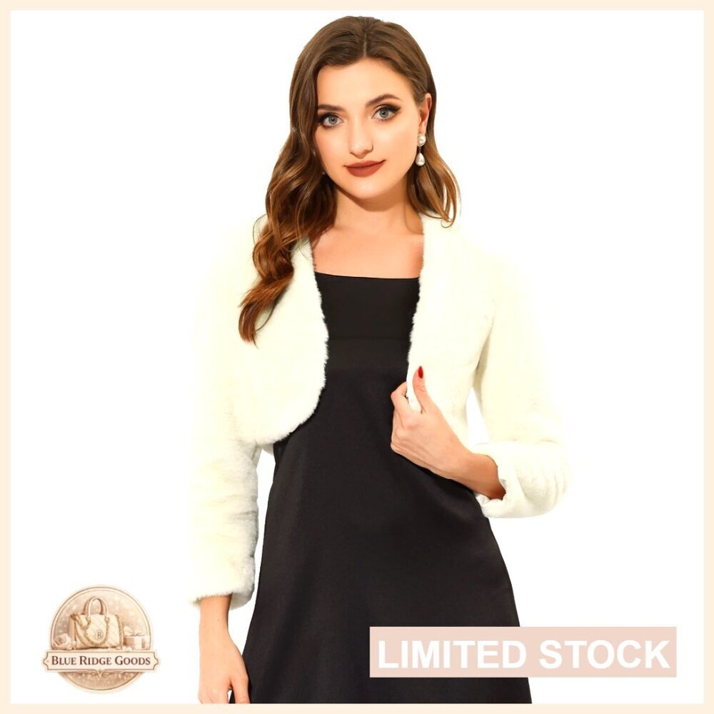 Faux Fur Bolero Shrug Elegant Formal Evening Wedding Party Jacket Chic